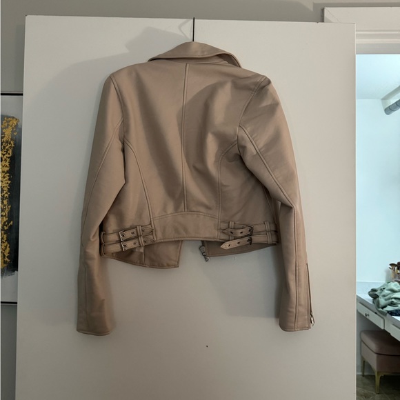 Abercrombie & Fitch nude/cream faux leather jacket size small - Picture 2 of 2